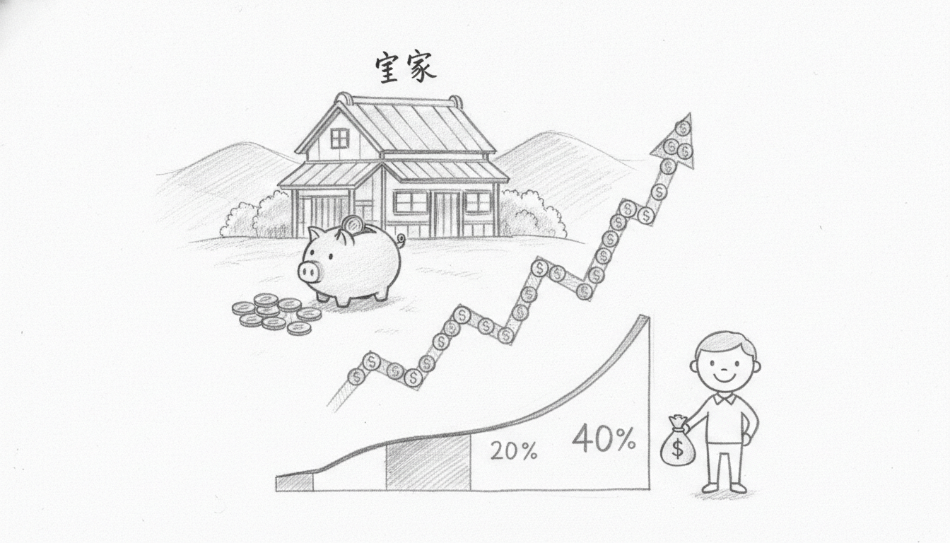 実家暮らしは手取りの20%から40%を貯金に回すことが可能