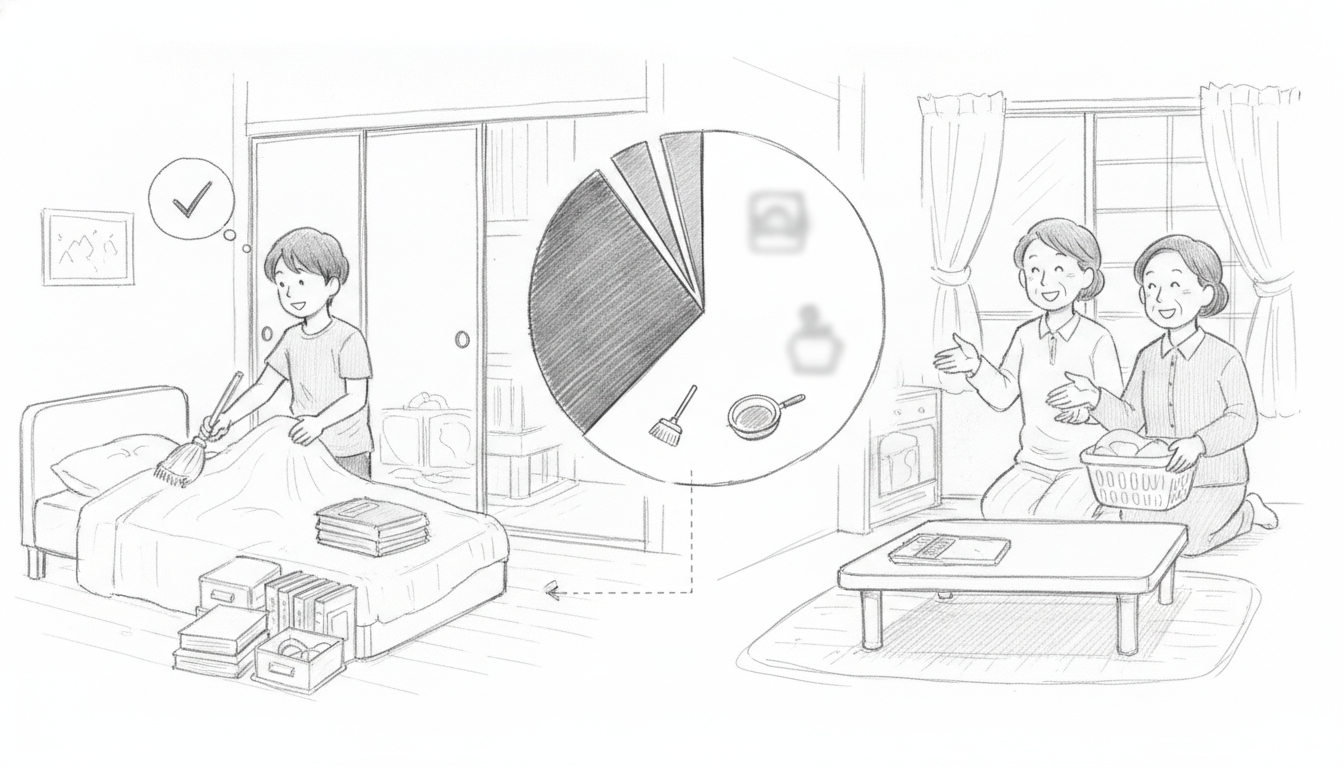 実家暮らしでの家事分担は「自身の完結」と「全体の2~3割負担」が目安
