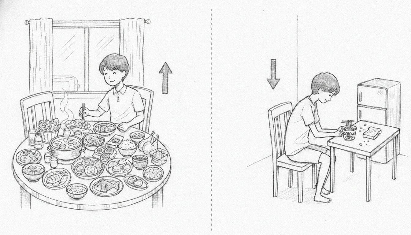 実家暮らしと一人暮らしの生活費構造の比較