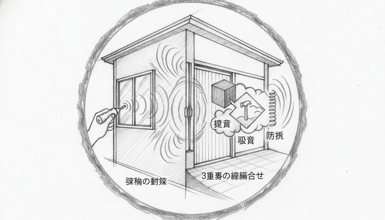 「隙間の封鎖」と「3要素の組み合わせ」が防音の鍵